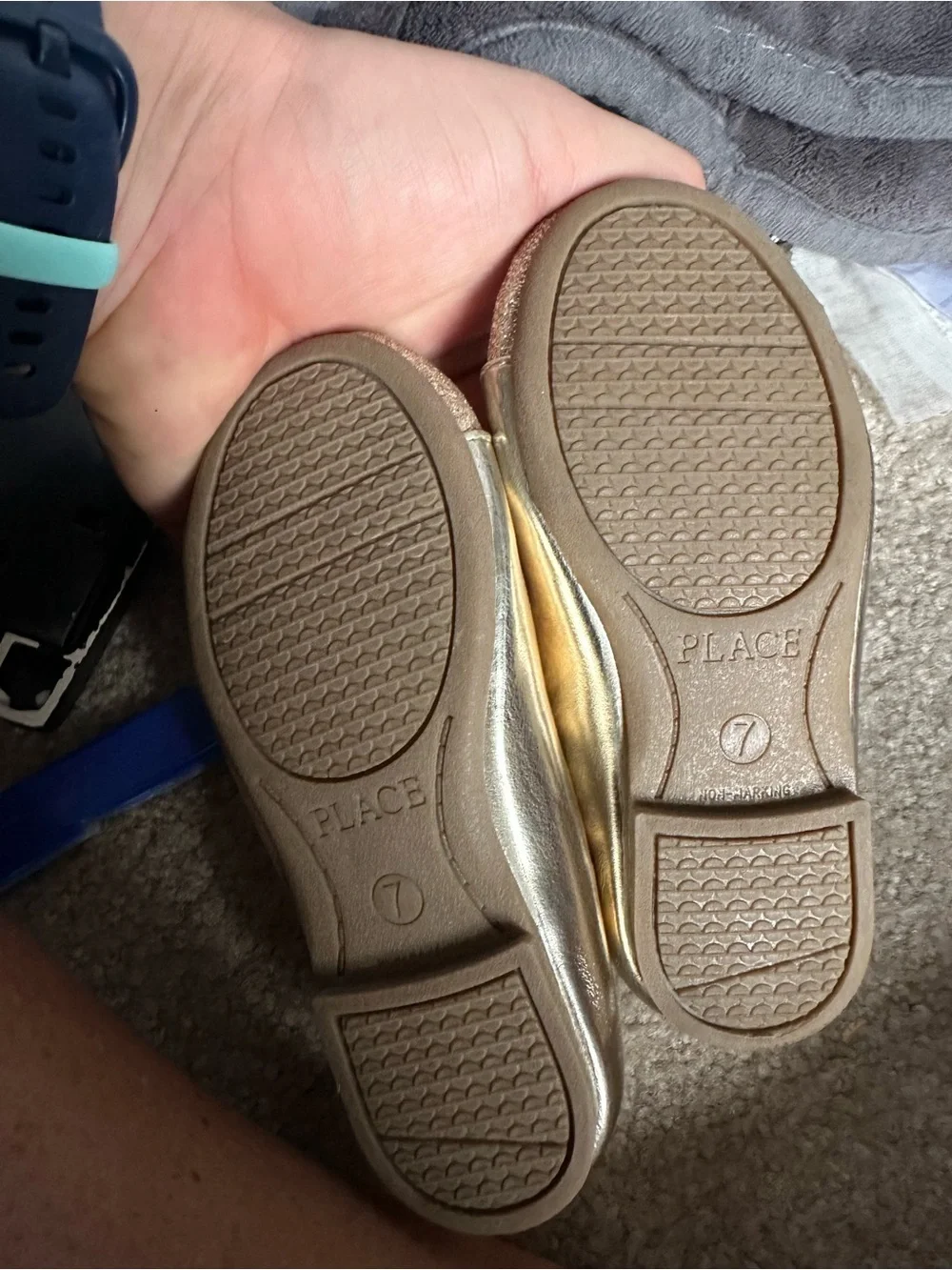 The Children's Place Metallic Gold Glitter Mary Janes